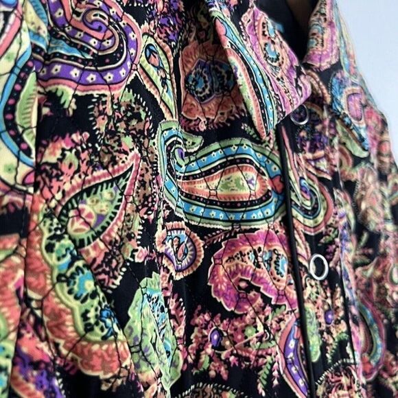 Requirements Vintage 90s Women Size M Black & Paisley Jacket Quilted Puffer NWOT - Picture 5 of 7